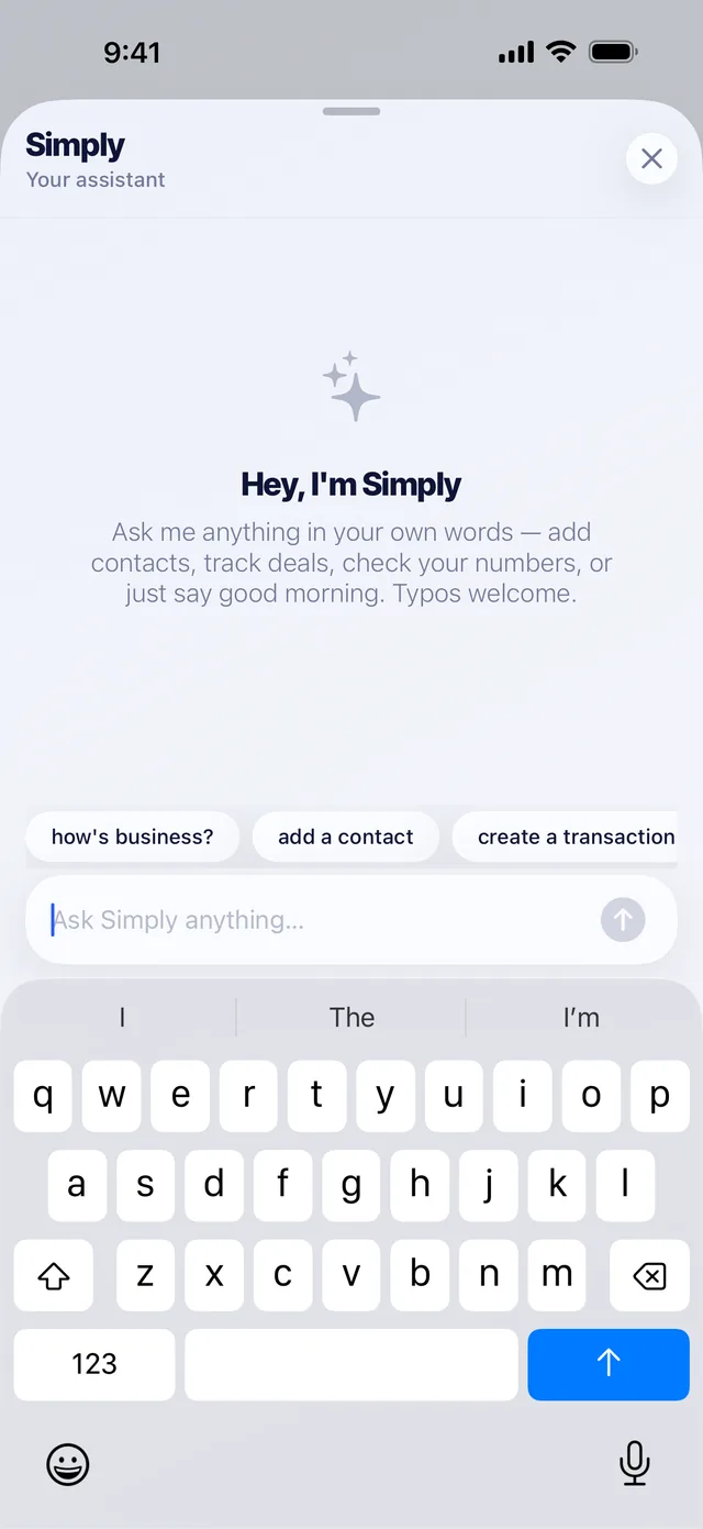 Simply, the built-in AI assistant, in the Broker Simple iPhone app