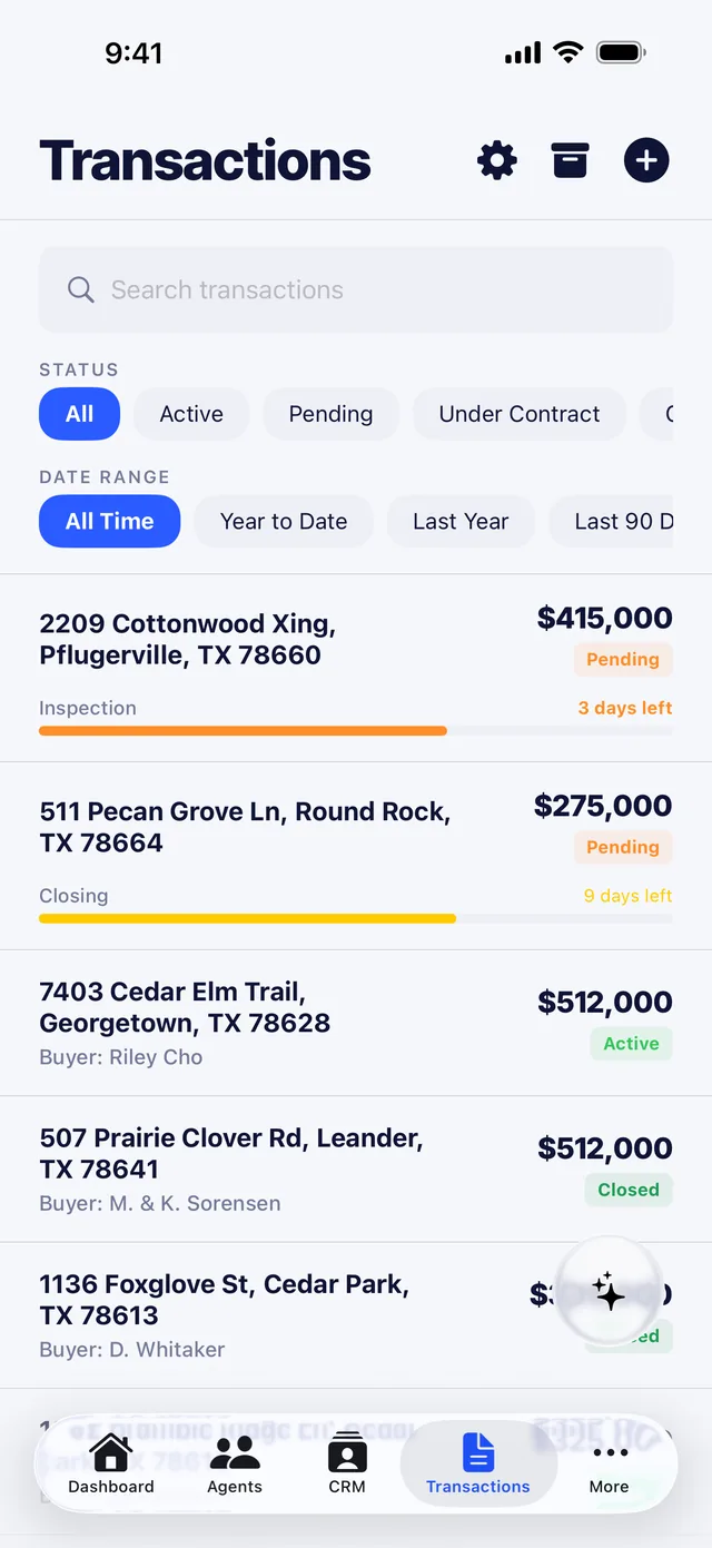 Transaction pipeline with deadline tracking in the Broker Simple iPhone app